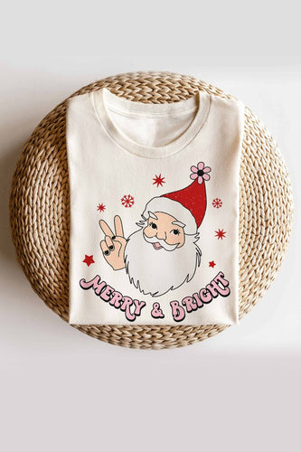 MERRY AND BRIGHT SANTA GRAPHIC TEE