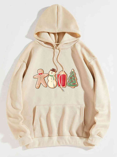 Graphic Drawstring Hoodie with Pocket