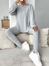 Round Neck Dropped Shoulder Hoodie and Pants Set