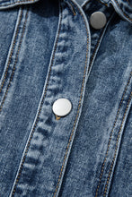 Sail Blue Scallop Trim Collar Pocket Button Up Denim Jacket