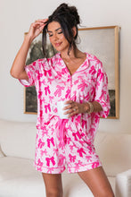 Pink Sweet Bow Print Shirt and Shorts Pajama Set