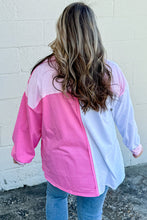 Bonbon Patchwork Pockets Half Button Plus Size Sweatshirt