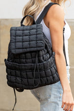 Medium Grey Solid Flapped Quilted Puffer Backpack