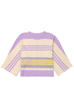 Purple Striped Rib-Knit Cropped Top