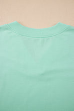 Beau Blue Solid Color V Neck Tee Drawstring Pant Set