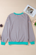 Racing Red Striped Contrast Trim Drop Shoulder Sweatshirt