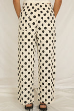 White Polka Dot Print Patched Pocket Loose Pants