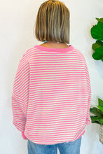 Brown Stripe Drop Shoulder Long Sleeve Top