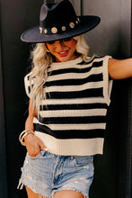 Black Stripe Round Neck Knit Top