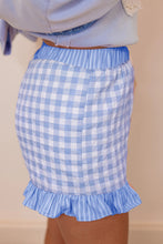 Pink Gingham Print Ruffle Striped Detail Lace Tie Shorts