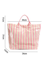 Light Blue Glossy Striped Vinyl Large Tote Bag