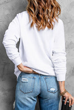 White Sequin Spooky Halloween Spirit Print Casual Sweatshirt