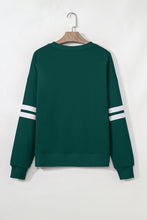 Orange Preppy Striped Sleeve Loose Sweatshirt