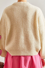 Beige Strawberry V Neck Knit Cardigan