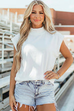 Yellow Solid Color High Neck Cap Sleeve Loose Top