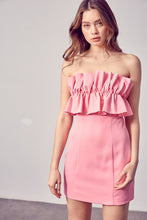 OPEN SHOULDER RUFFLE DETAIL DRESS -2 Colors