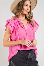 TIERED RUFFLE SLEEVE SHORT SLEEVE BLOUSE