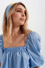 POPLIN BALLOON SLEEVE TOP IN BLUE