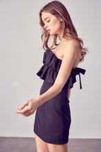 OPEN SHOULDER RUFFLE DETAIL DRESS -2 Colors