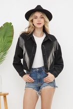 Denim Chevron Fringe Jacket- 4 Colors