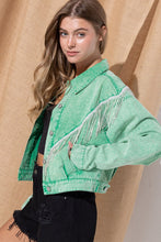 Denim Chevron Fringe Jacket- 4 Colors