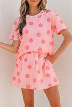 White Polka Dot Short Sleeve Top Casual Skort 2pcs Outfit