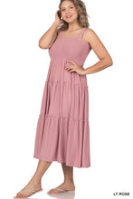 PLUS SMOCKED TIERED MIDI DRESS