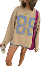 Khaki Drawstring Hem 88 Number Graphic Long Sleeve Top