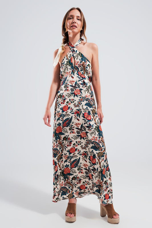 HALTER NECK MAXI DRESS IN BEIGE PAISLEY PRINT – The Rusted Nail Boutique
