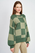 CHECKERED SWEATER WITH BUBBLE SLEEVES