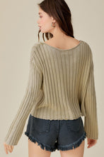 V NECK WASHED CROP SWEATER