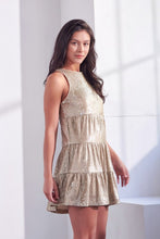 SEQUIN TIERED FLARE DRESS