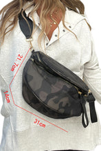 Vineyard Green Camouflage Print Double Zipper Crossbody Bag