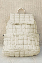 Medium Grey Solid Flapped Quilted Puffer Backpack