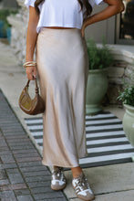 Jet Stream Satin Solid Color High Waist Maxi Skirt