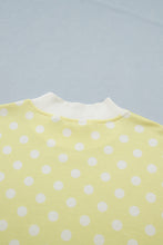 Green Polka Dot Print Color Block Trim Mock Neck Short Set