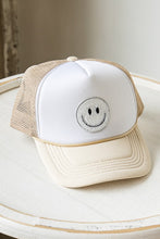 SUMMER SMILEY FACE PATCH TWO TONE TRUCKER HAT