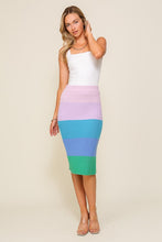 High-Waisted Midi Sweater Multicolor Skirt