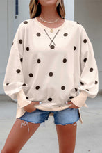 Yellow Polka Dot Loose Long Sleeve Split Hem Pullover Top