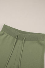 Guacamole Green Loose Contrast Trim Half Sleeve Top and Drawstring Pants Set