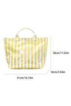 Light Blue Glossy Striped Vinyl Large Tote Bag