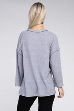 Ribbed Brushed Melange Hacci Henley Sweater