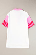 White Stripe Colorblock Sleeve Collared Mini Dress