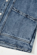 Sail Blue Scallop Trim Collar Pocket Button Up Denim Jacket