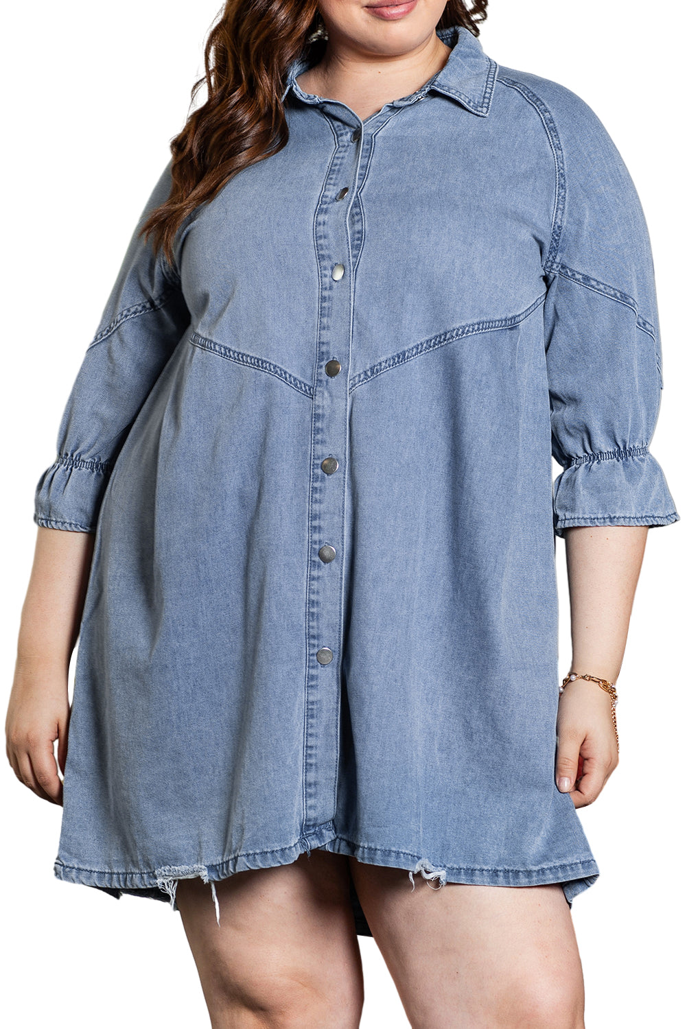 belle & bloom plus size denim dress Belle & Bloom Supercut Denim Dress