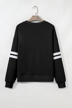 Orange Preppy Striped Sleeve Loose Sweatshirt