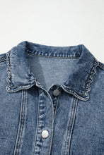 Sail Blue Scallop Trim Collar Pocket Button Up Denim Jacket