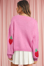 Rose Strawberry Print Bowknot Knit Cardigan