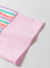 Pink Rainbow Stripe Henley Collar Patchwork Mini Dress