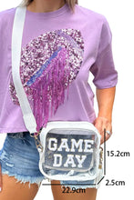 Black Chenille GAME DAY Pattern Clear Shoulder Bag